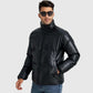 Black Puffer Pu Bubble Black Leather Jacket For Sale