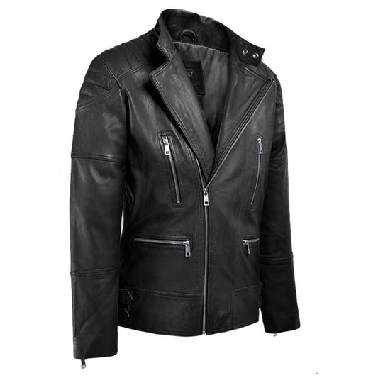 Purchase Best Genuine Quality Shotgun Fashion Black Moto Biker Leather Jacket For Sale