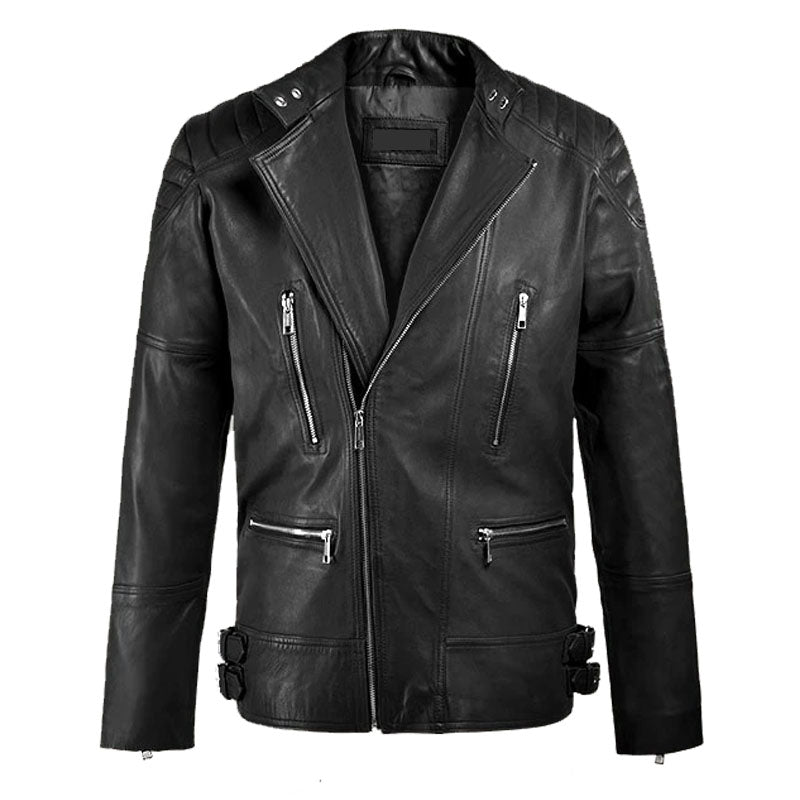 Purchase Best Genuine Quality Shotgun Fashion Black Moto Biker Leather Jacket For Sale