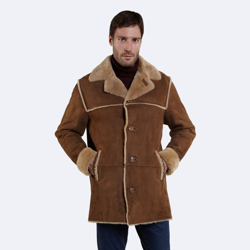 Buy Best Winter Warm Leather Sheepskin Peanut Leather Coat | Shearling Coat