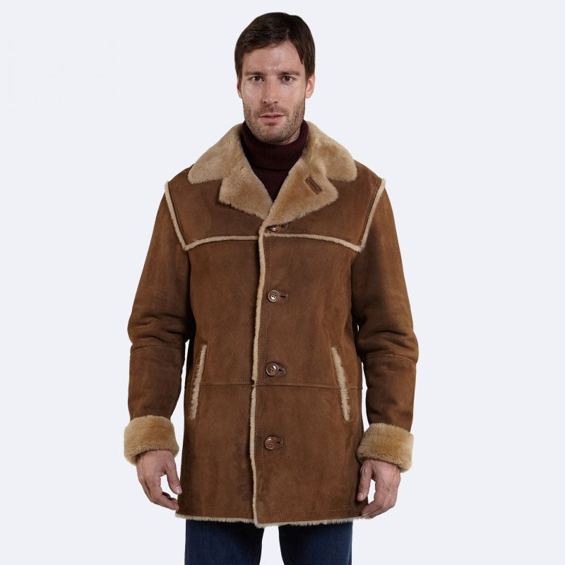 Buy Best Winter Warm Leather Sheepskin Peanut Leather Coat | Shearling Coat