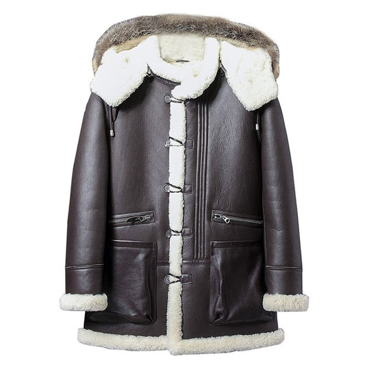 Best Winter Shearling Parka for Men: Detachable Hood Style
