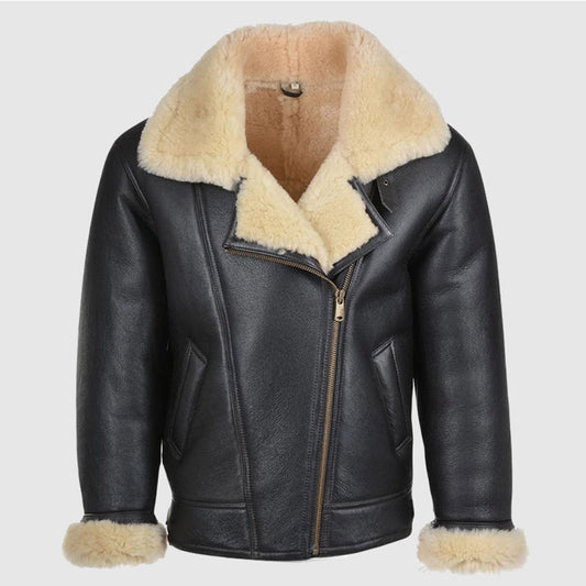 Buy B3 Flying Bomber Aviator Pilot Sheepskin Shearling Leather Coat For Christmas Sale