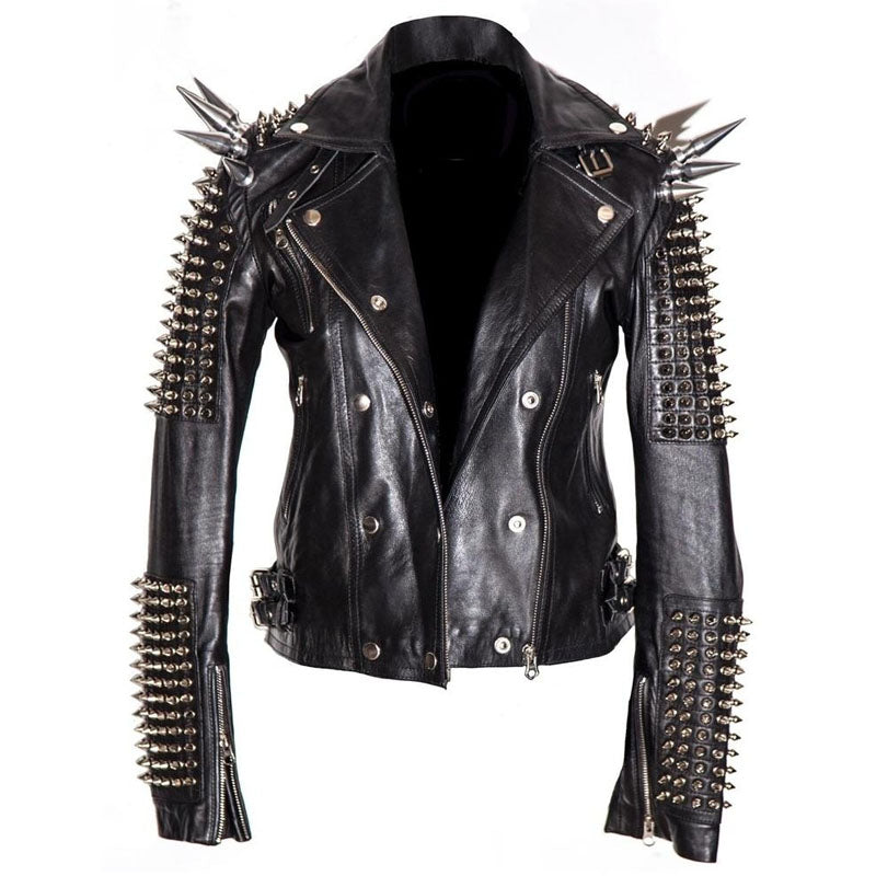 Purchase Womens Genuine Punk Leather Jacket For Sale 