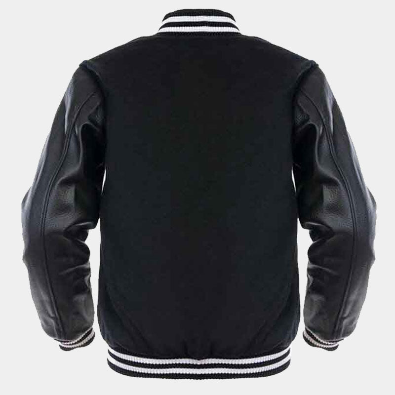Buy Best Black Wool Body Leather Varsity Letterman Jacket For Sale