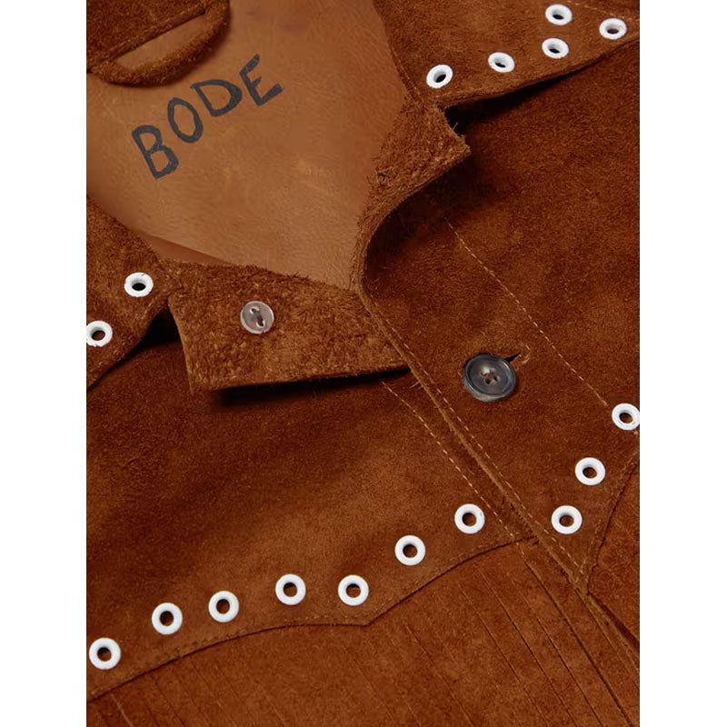 Buy Best Genuine Style Embellished Fringed Brushed Suede Leather Jacket For Christmas Sale