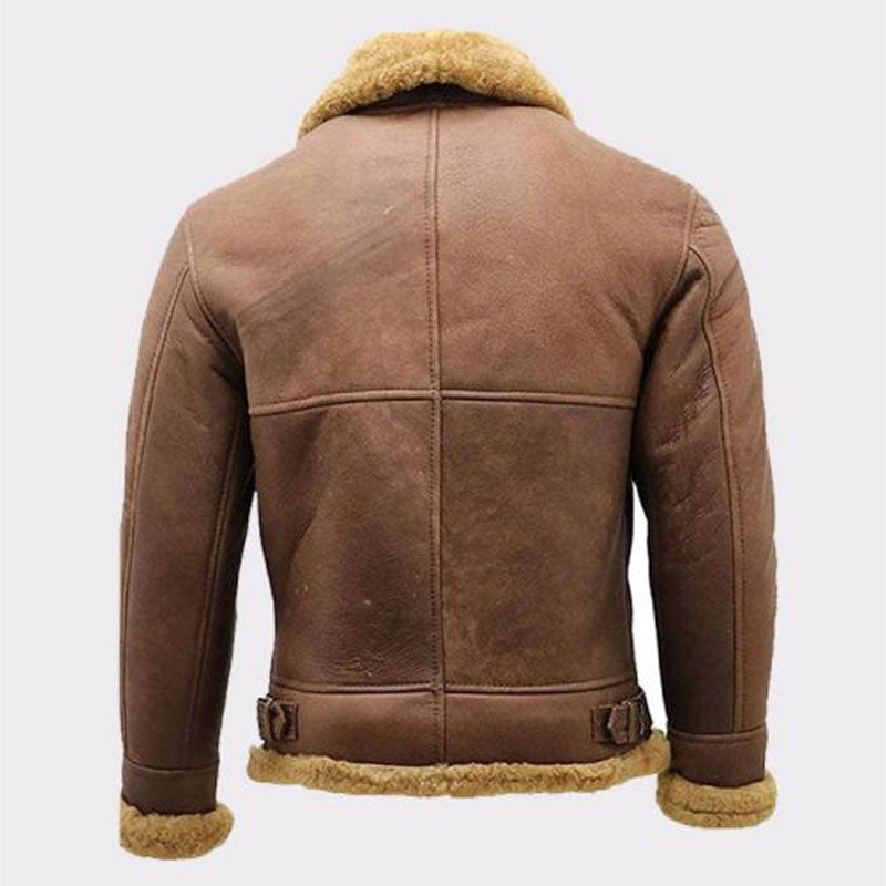 Buy Best Men’s Brown B3 Sheepskin WW2 Shearling Leather Bomber Jacket For Sale