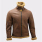 Buy Best Men’s Brown B3 Sheepskin WW2 Shearling Leather Bomber Jacket For Sale
