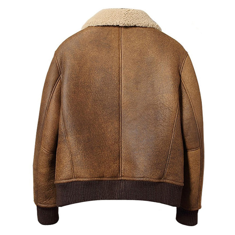 Buy Best Mens Winter Sheepskin Shearling Bomber Leather Jacket For Sale