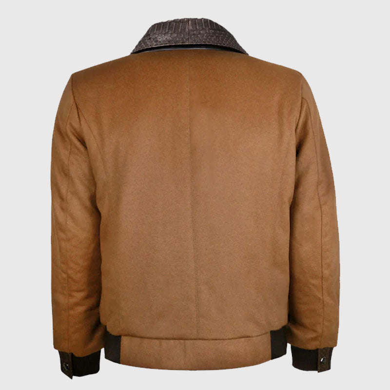 Buy Best New Looking Style Cashmere & Python Leather Flight Jacket For Sale