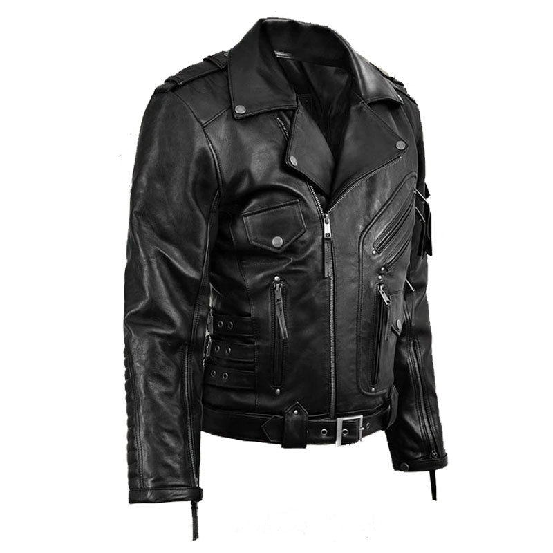 Buy Best New Style Black Fashion Deadwood Motorbike Leather Jacket For Sale