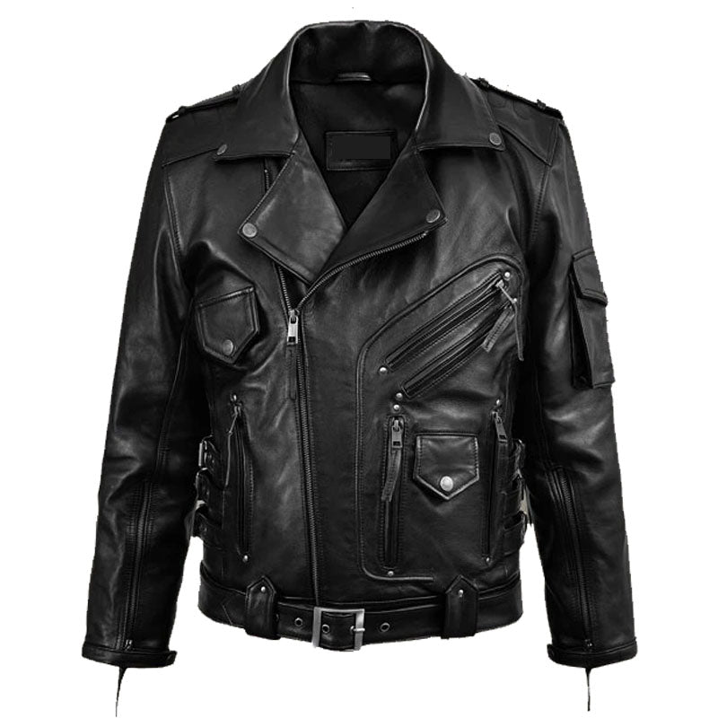 Buy Best New Style Black Fashion Deadwood Motorbike Leather Jacket For Sale