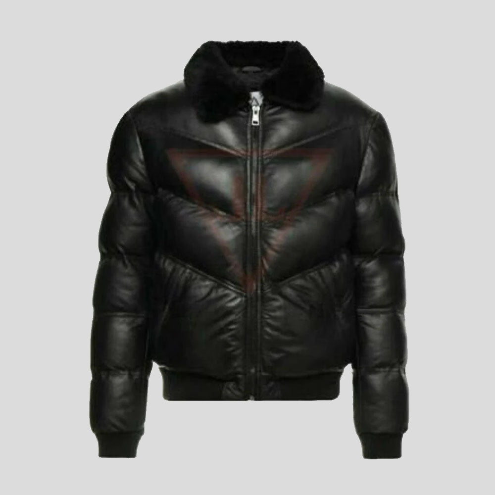 Buy puffer leather jacket with discount price