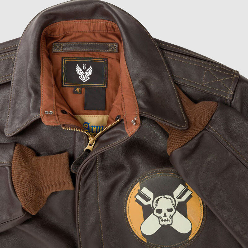 Purchase Best Style Aces and Eights Flight Brown Leather Jacket Special For Christmas Sale