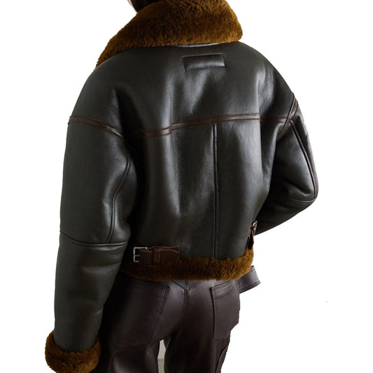 Buy Best Style Acne Studios Winter Shearling-trimmed textured-leather jacket for sale