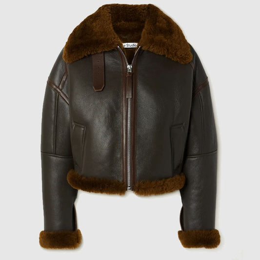Buy Best Style Acne Studios Winter Shearling-trimmed textured-leather jacket for sale