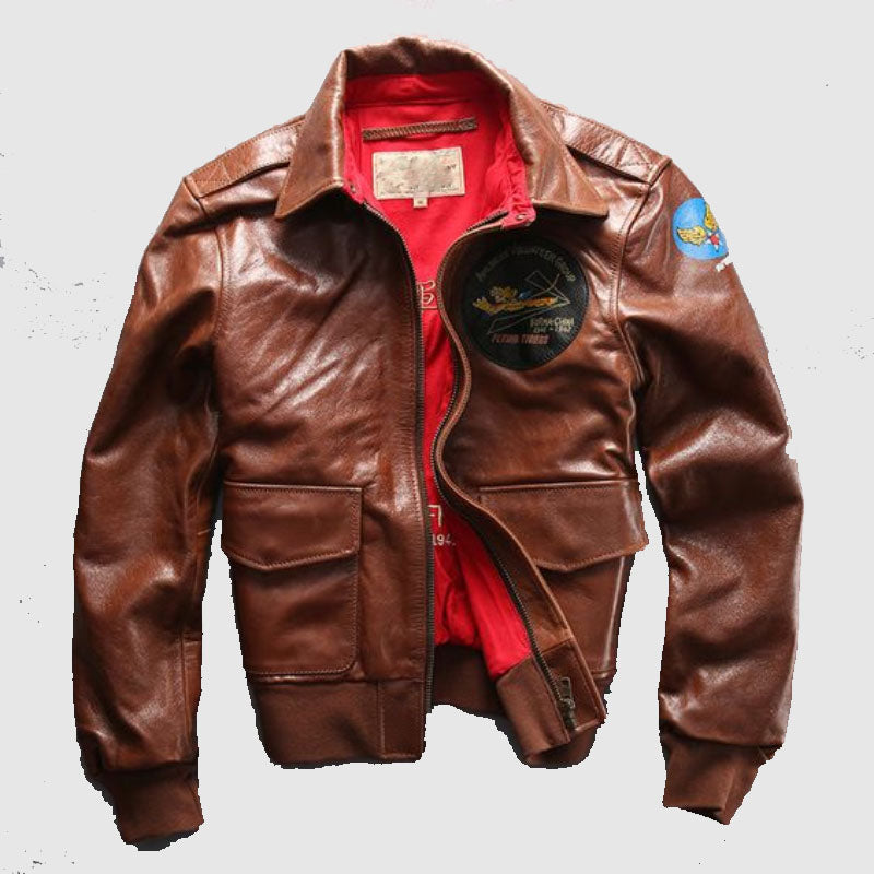 Buy Best Style Air Force Flight Pilot Brown Leather Bomber Jacket For Sale
