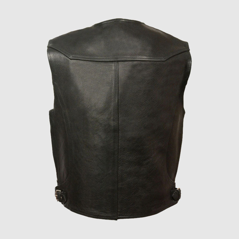 Purchase Cheap Motorcycle Biker Black Leather Vest 