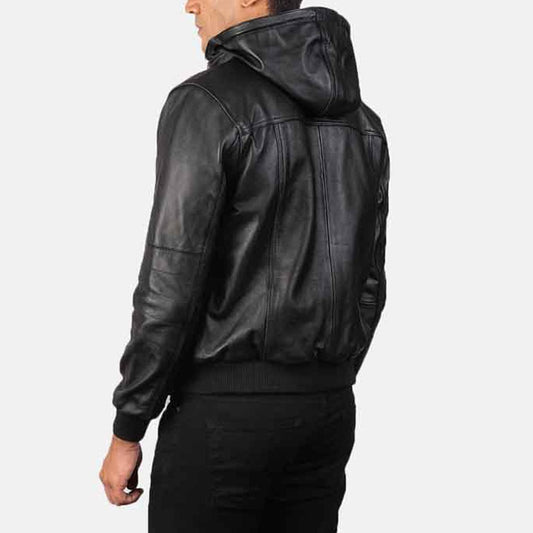 Buy Best Style Bouncer Biz Black Leather Bomber Jacket For Men's
