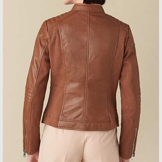 Buy Best Style Emma Genuine Fashion Leather Jacket With Shoulder Detail FOr Sale New Year