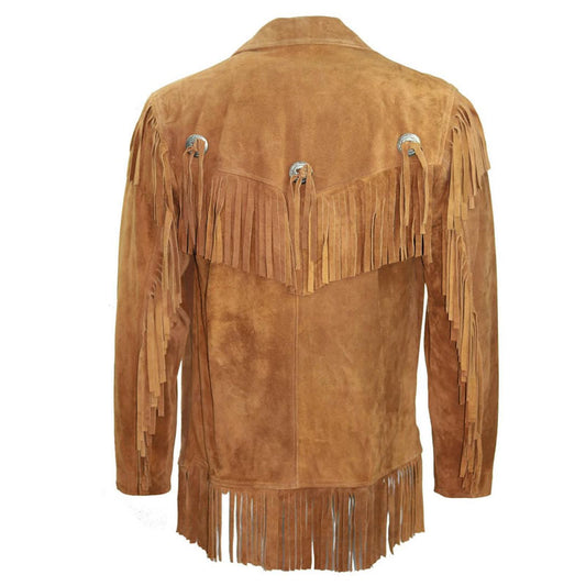 Buy Best Style Fashion Biker Cowboy Western Leather Coat Fringes Beads For Sale
