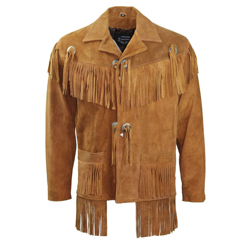 Buy Best Style Fashion Biker Cowboy Western Leather Coat Fringes Beads For Sale