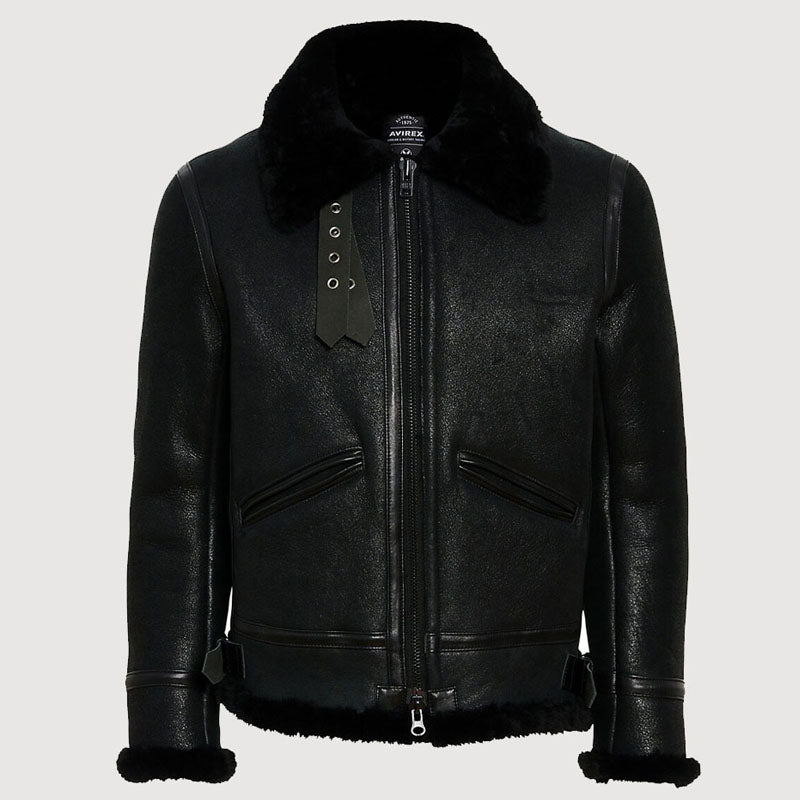 Buy Best Style Genuine Mens Black Sherpa Shearling Leather Jacket ...