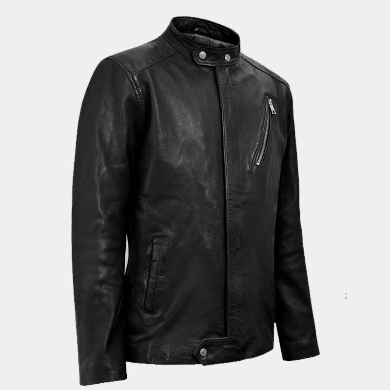 Buy Best Style Boys Genuine Leather Moto Road Black Biker Leather Jacket For Sale