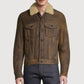 Buy Best Style Rfx Premium Brown Shearling Collar Trucker Jacket