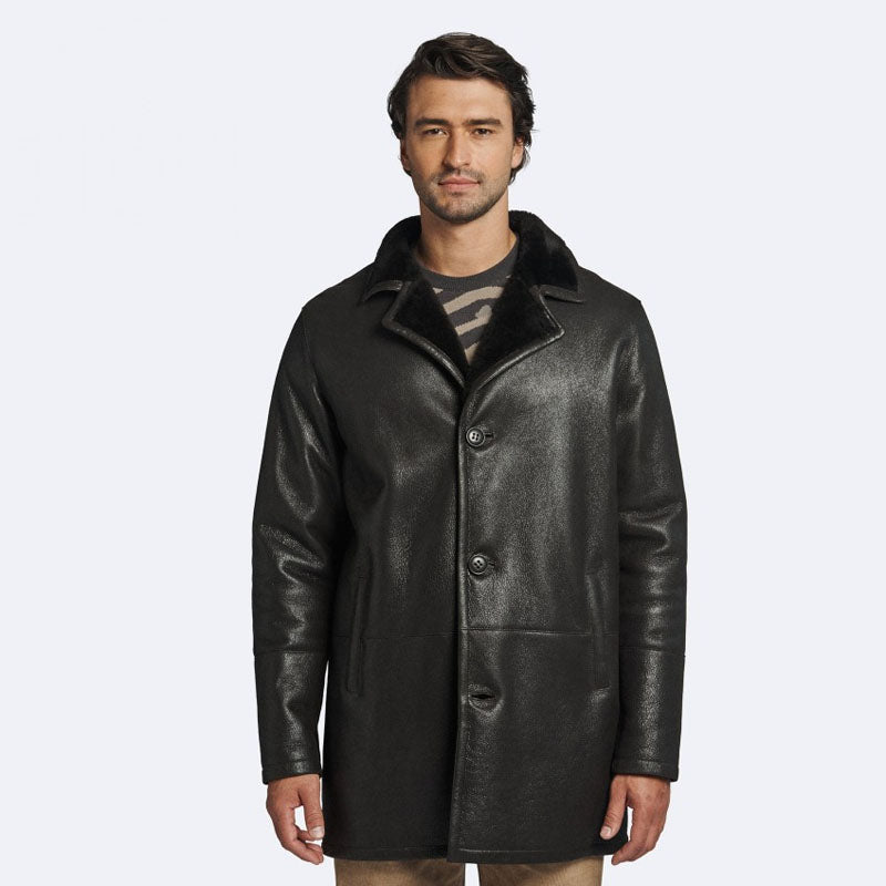 Buy Best Style Winter Dark Oak Paolo Shearling Leather Coat For Men