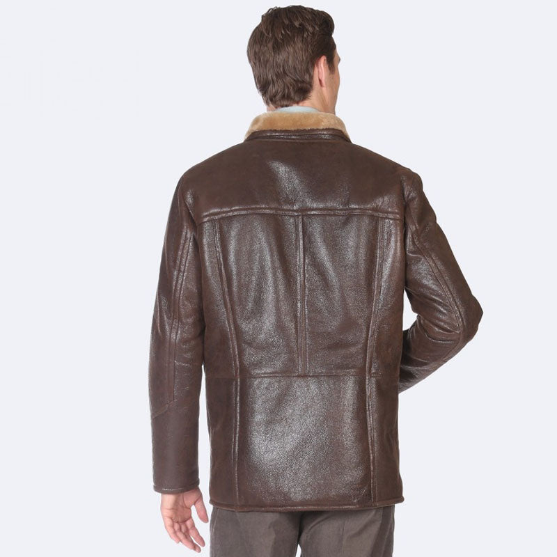 Buy Best Winter Eugene Sheepskin Brown Leather Warm Jacket For Men