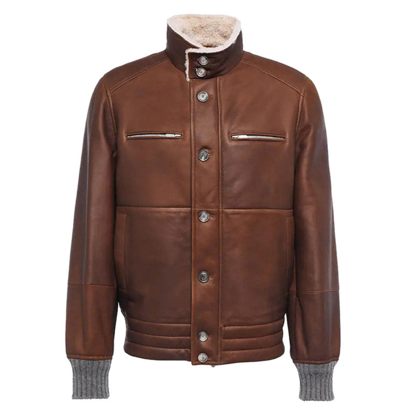 Purchase Best Winter Warm Leather Shearling-Lined B3 Bomber Sheepskin Jacket