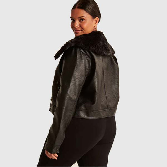 Buy Best Women Black RAF B3 Sheepskin Shearling Aviator Leather Jacket For Sale