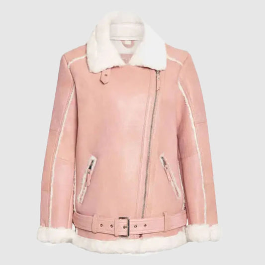 Shop Best Style Womens Rose Blossom Sheepskin Leather Jacket