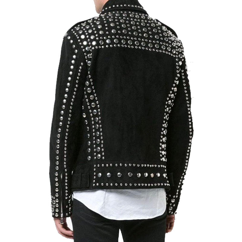 Purchase Best Genuine Black Punk Studded Jacket For Sale