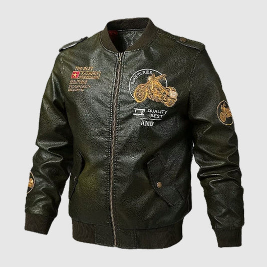 Shop Genuine Men’s Style Army Flight Green Leather Bomber Jacket For Sale