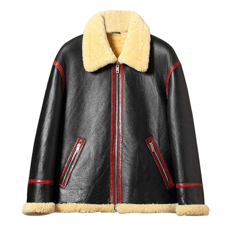 Buy Mens New Style Best Winter Vintage Sheepskin Shearling Flying Jacket For Christmas Sale