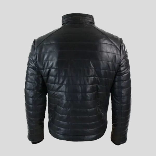 Black Bubble Leather Jacket For Sale 