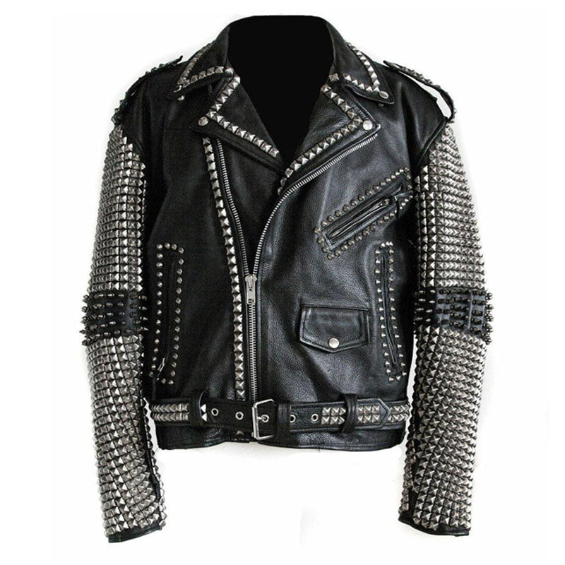 Purchase Best Black Punk Silver Studded Jacket For Mens