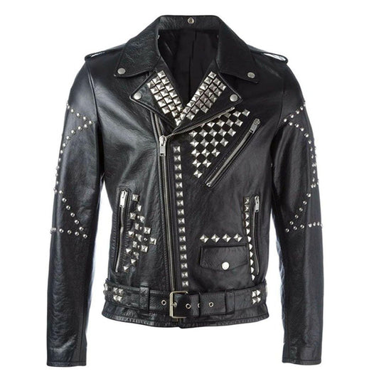 Purchase Best Genuine Black Leather Punk Studded Fashion Jacket For Sale