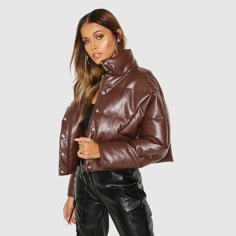 Shop Best Sale On Christmas Bubble Leather Puffer Jacket