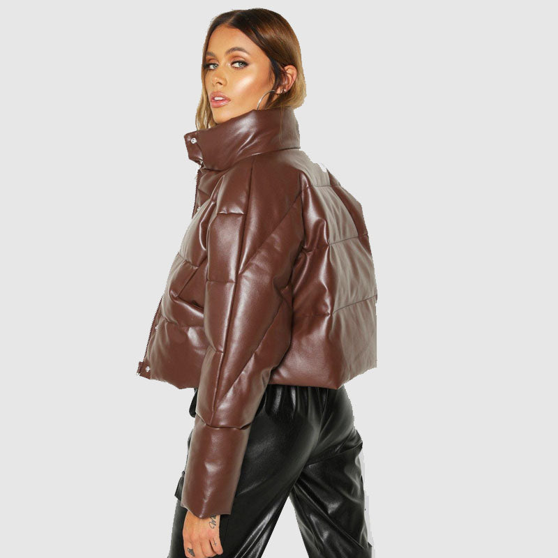 Shop Best Sale On Happy Mother Day Bubble Leather Puffer Jacket