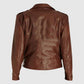 Buy Original Best Fashion Emma Watson Slim Fit Brown Leather Jacket For Sale  New Year