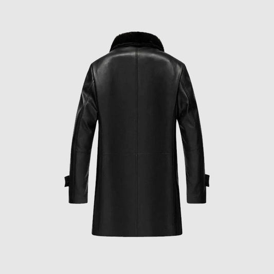 new online leather long coat with cheap price