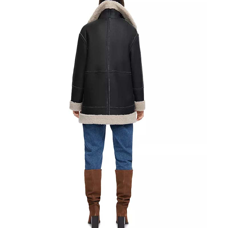 Buy Best Style Women Winter Leather B3 Bomber Reversible Shearling Coat For Sale