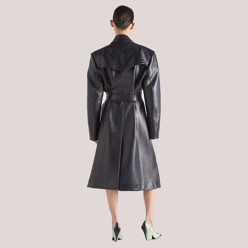 New Black Leather Long Coat Online Shop
