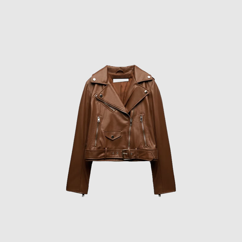 women brown leather jacket for sale 