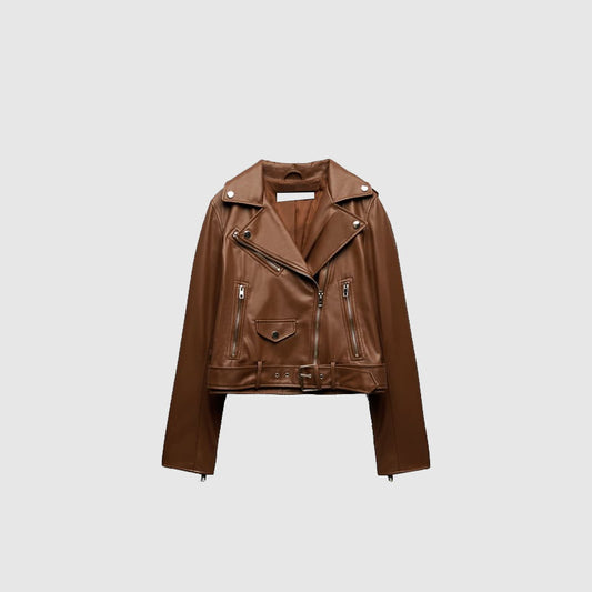women brown leather jacket for sale 