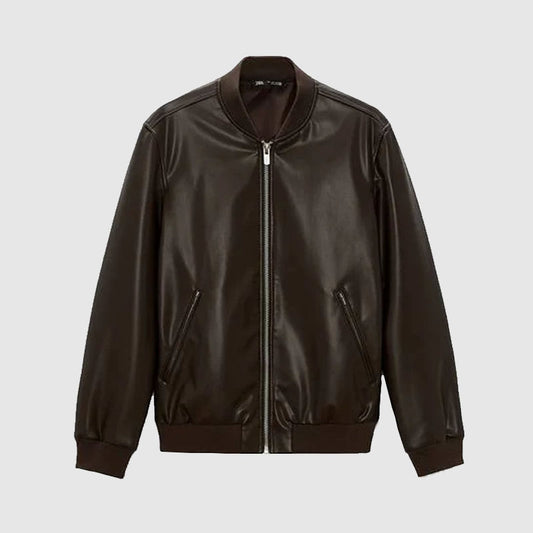 mens brown fashion leather jacket online shop