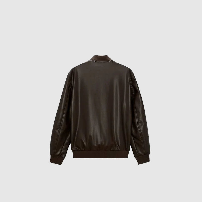 mens brown fashion leather jacket online shop